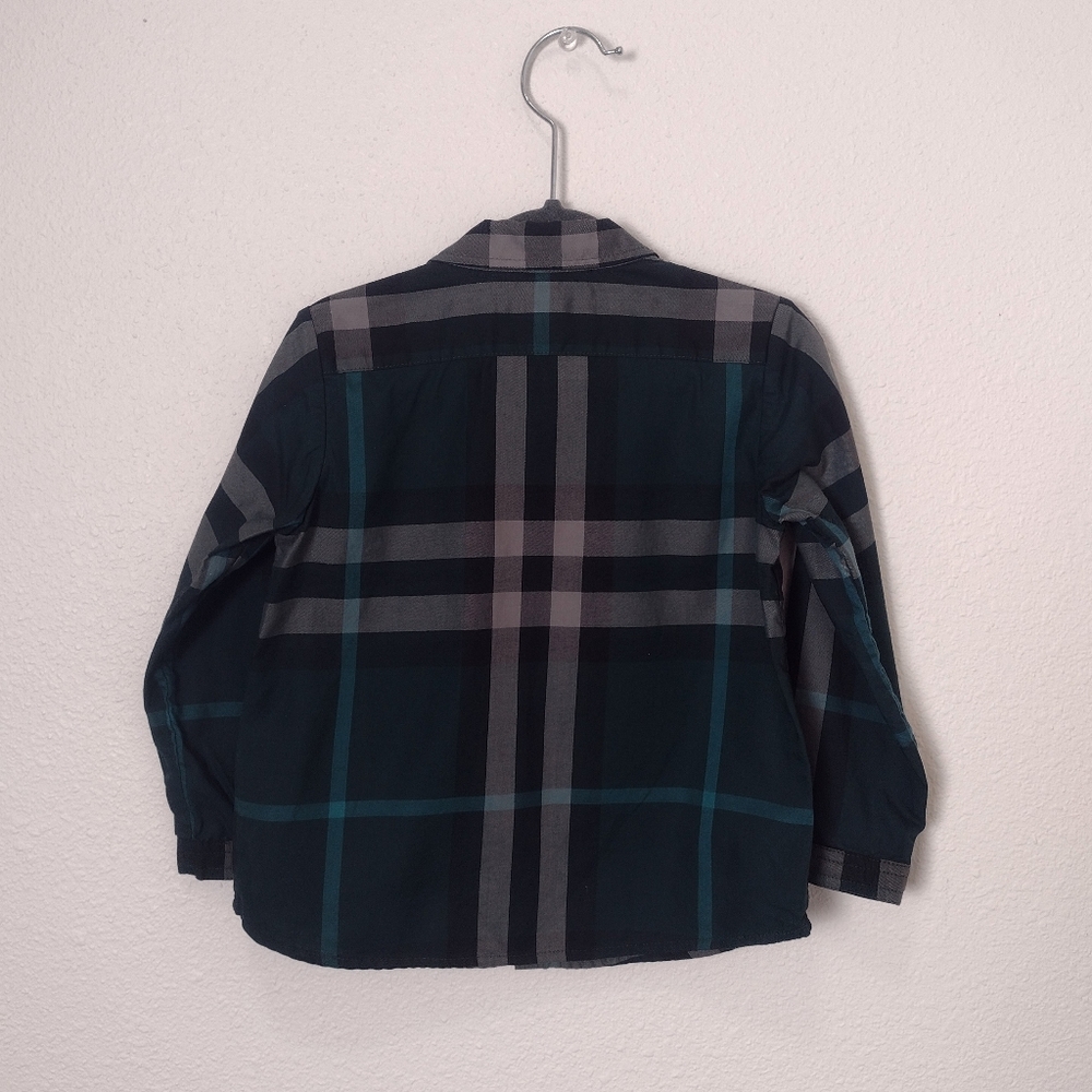 Burberry Children Green Checked Plaid Long Sleeve Button Down Dress Shirt 18M - Picture 2 of 14